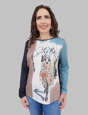 Blusa Pardela Manga Larga Para Mujer