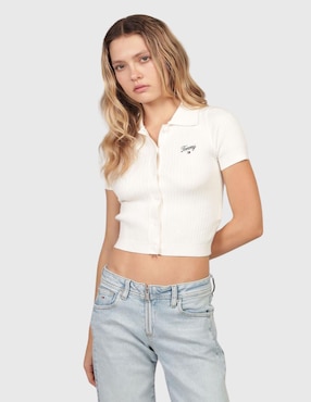 Suéter Tommy Jeans Cuello Polo Para Mujer