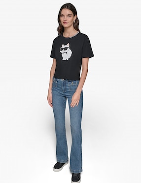 Playera manga corta Karl Lagerfeld Paris cuello redondo para mujer