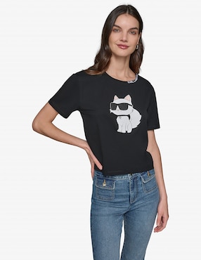 Playera manga corta Karl Lagerfeld Paris cuello redondo para mujer
