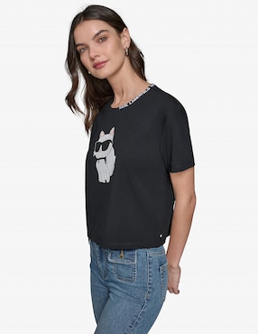 Playera manga corta Karl Lagerfeld Paris cuello redondo para mujer