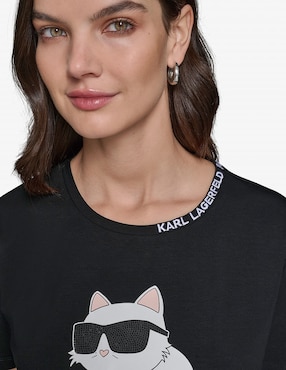 Playera manga corta Karl Lagerfeld Paris cuello redondo para mujer