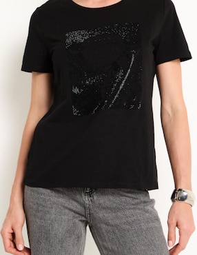 Playera manga corta Karl Lagerfeld Paris cuello redondo para mujer