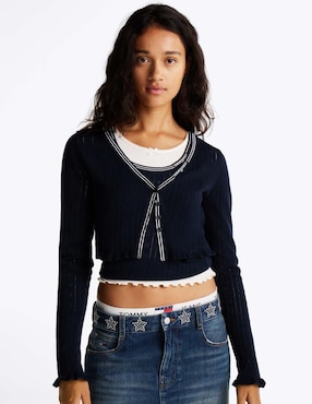 Suéter Tommy Jeans Cuello V Para Mujer