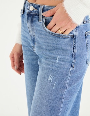 Jeans straight Kur.Kuma corte cintura baja para mujer