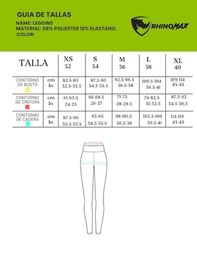 Legging Rhinomax a la cintura con elástico para mujer