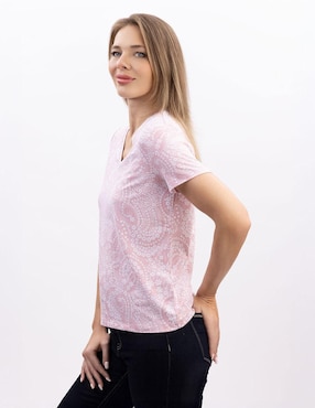 Playera manga corta Nautica cuello V para mujer