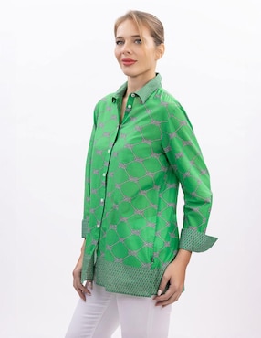 Camisa Nautica de algodón manga larga para mujer