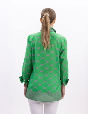 Camisa Nautica de algodón manga larga para mujer