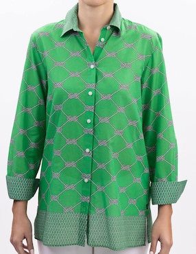 Camisa Nautica de algodón manga larga para mujer