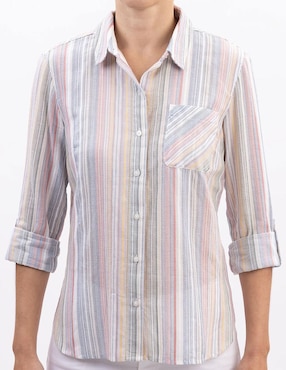 Camisa Nautica de algodón manga larga para mujer