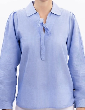 Camisa Nautica de algodón manga larga para mujer