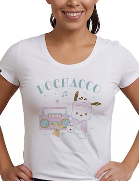 Playera manga corta Sanrio cuello redondo para mujer