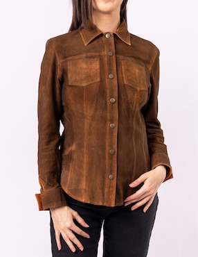 Camisa Pelle Royale de piel manga larga para mujer
