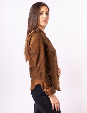 Camisa Pelle Royale de piel manga larga para mujer