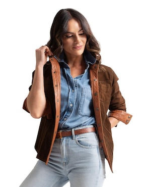 Camisa Pelle Royale de piel manga larga para mujer