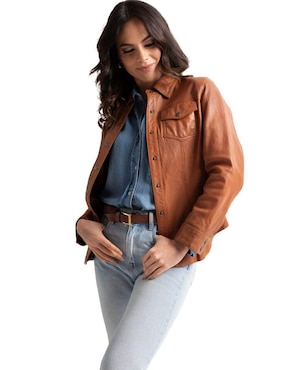 Camisa Pelle Royale de piel manga larga para mujer