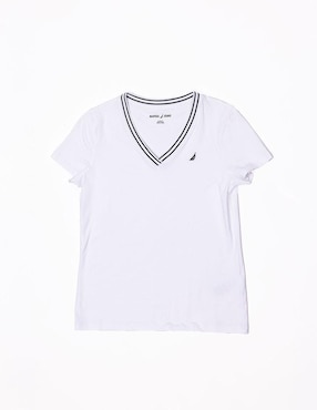 Playera manga corta Nautica S25 cuello V para mujer