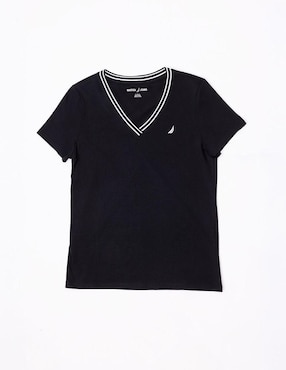 Playera manga corta Nautica S25 cuello V para mujer