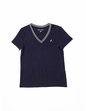 Playera manga corta Nautica S25 cuello V para mujer
