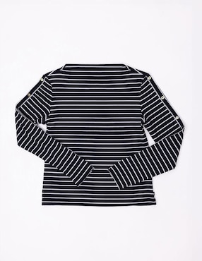 Playera manga larga Nautica cuello ojal para mujer