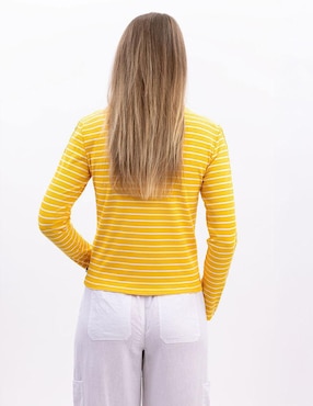 Playera manga larga Nautica cuello ojal para mujer