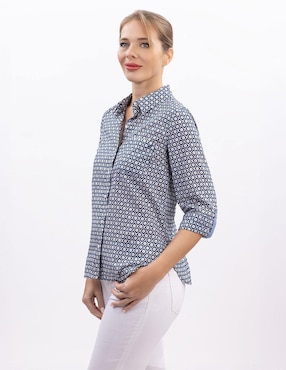 Camisa Nautica de algodón manga larga para mujer