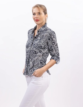 Camisa Nautica de algodón manga larga para mujer