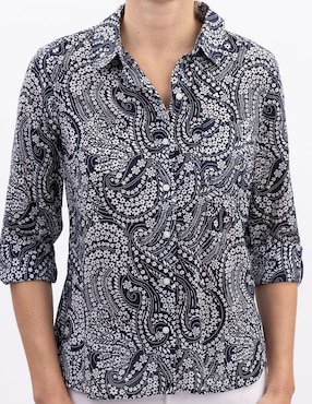Camisa Nautica de algodón manga larga para mujer