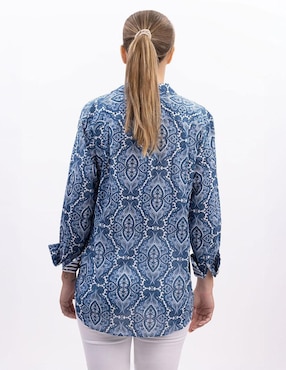 Camisa Nautica de algodón manga larga para mujer
