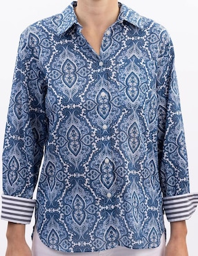 Camisa Nautica de algodón manga larga para mujer