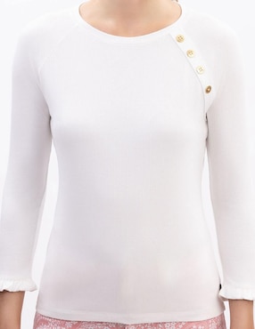 Playera manga 3/4 Nautica cuello ojal para mujer