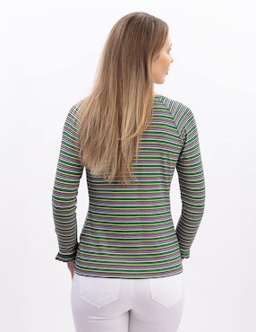 Playera manga 3/4 Nautica cuello ojal para mujer