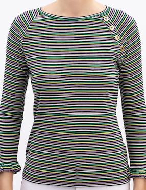 Playera manga 3/4 Nautica cuello ojal para mujer