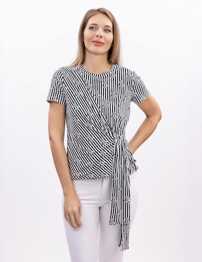 Blusa envolvente Nautica manga corta para mujer