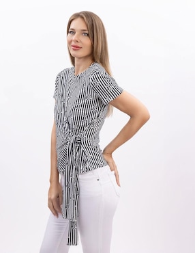 Blusa envolvente Nautica manga corta para mujer