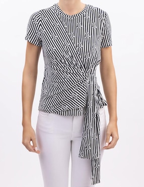 Blusa envolvente Nautica manga corta para mujer