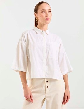Camisa Indi & Cold de algodón manga al codo para mujer