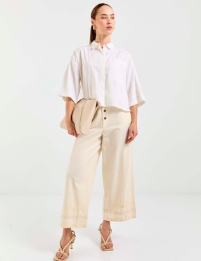 Camisa Indi & Cold de algodón manga al codo para mujer
