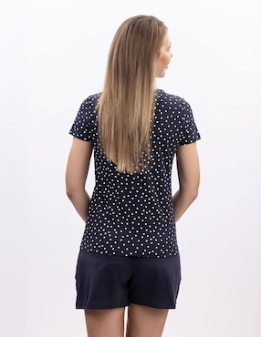 Playera manga corta Nautica cuello V para mujer