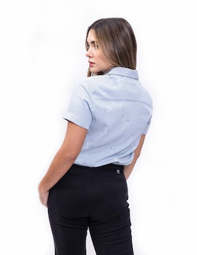 Camisa Nautica de algodón manga corta para mujer