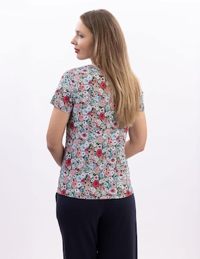 Playera manga corta Nautica cuello V para mujer
