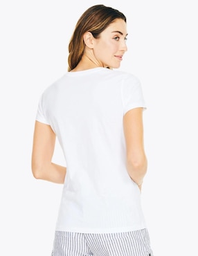 Playera manga corta Nautica Basi cuello V para mujer