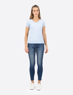 Playera manga corta Nautica Basi cuello V para mujer
