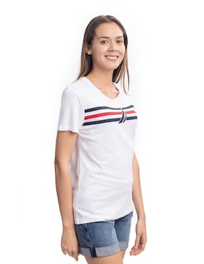 Playera manga corta Nautica cuello redondo para mujer