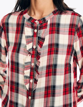 Camisa Nautica de algodón manga larga para mujer