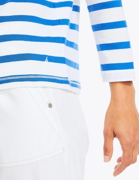 Playera manga larga Nautica cuello redondo para mujer