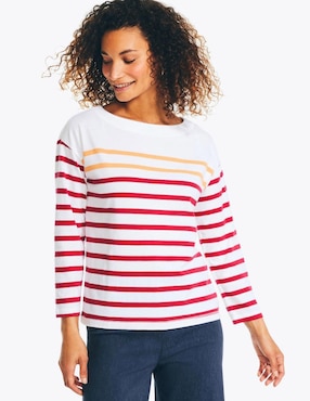 Playera manga larga Nautica cuello redondo para mujer