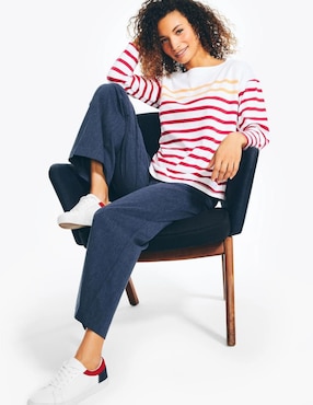 Playera manga larga Nautica cuello redondo para mujer