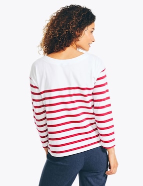 Playera manga larga Nautica cuello redondo para mujer